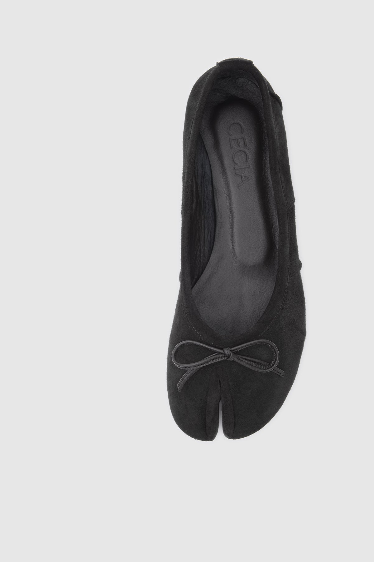 Split Toe Ballet Flats Black Suede