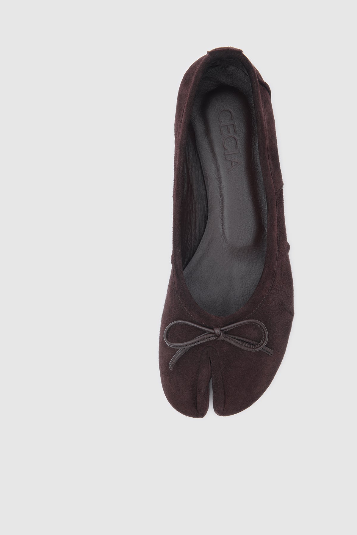Split Toe Ballet Flats Bitter Brown Suede