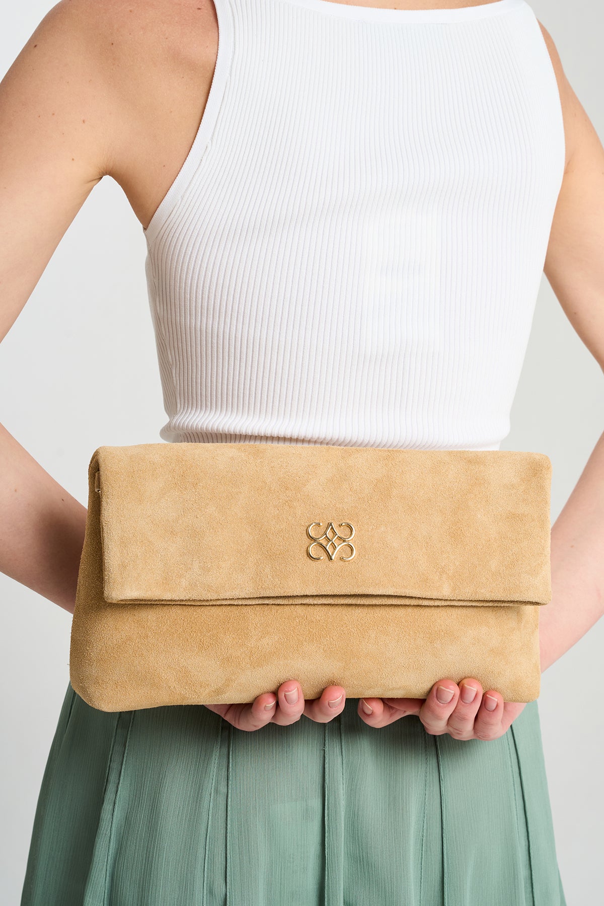 Ira Clutch Biscuit Suede