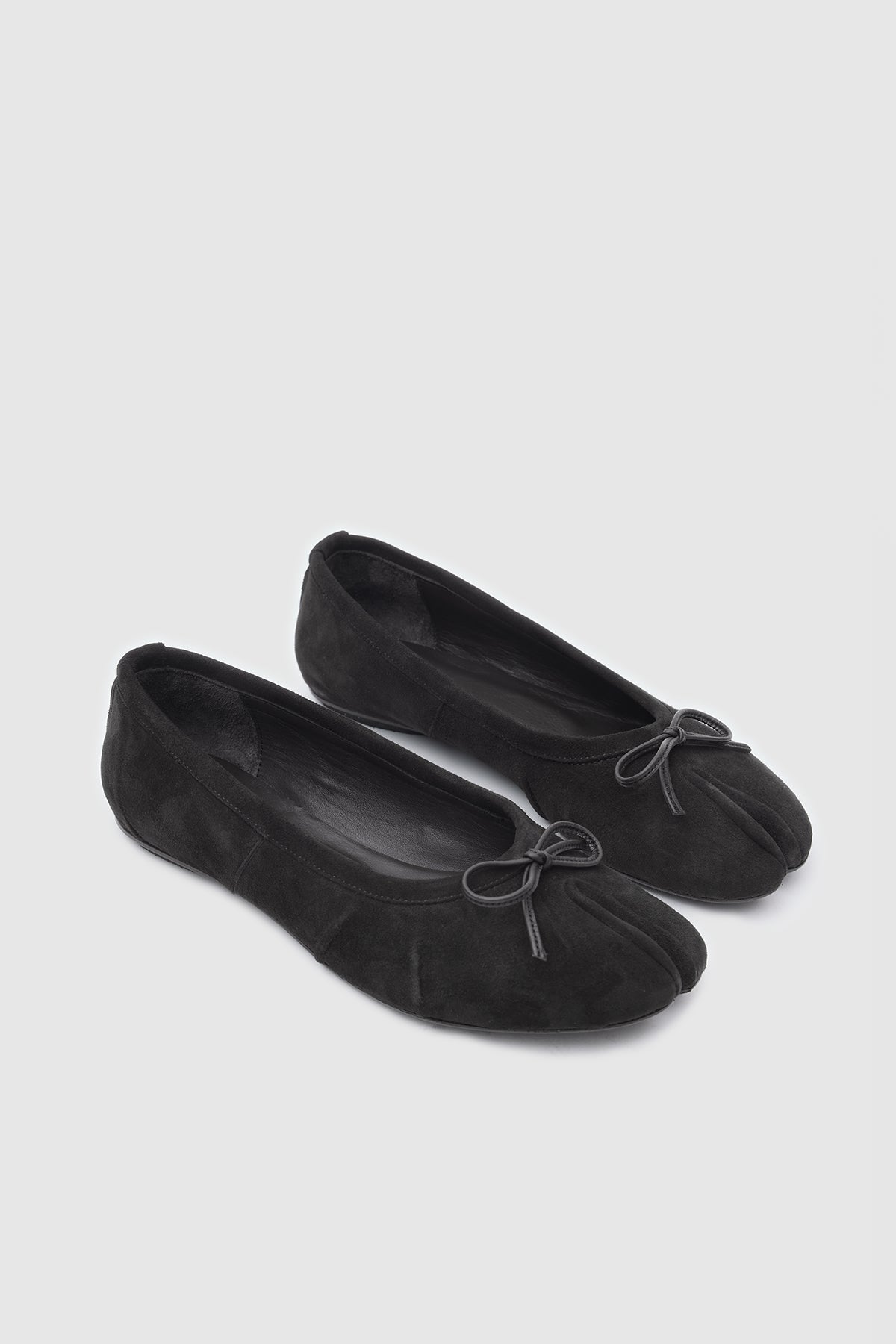 Split Toe Ballet Flats Black Suede
