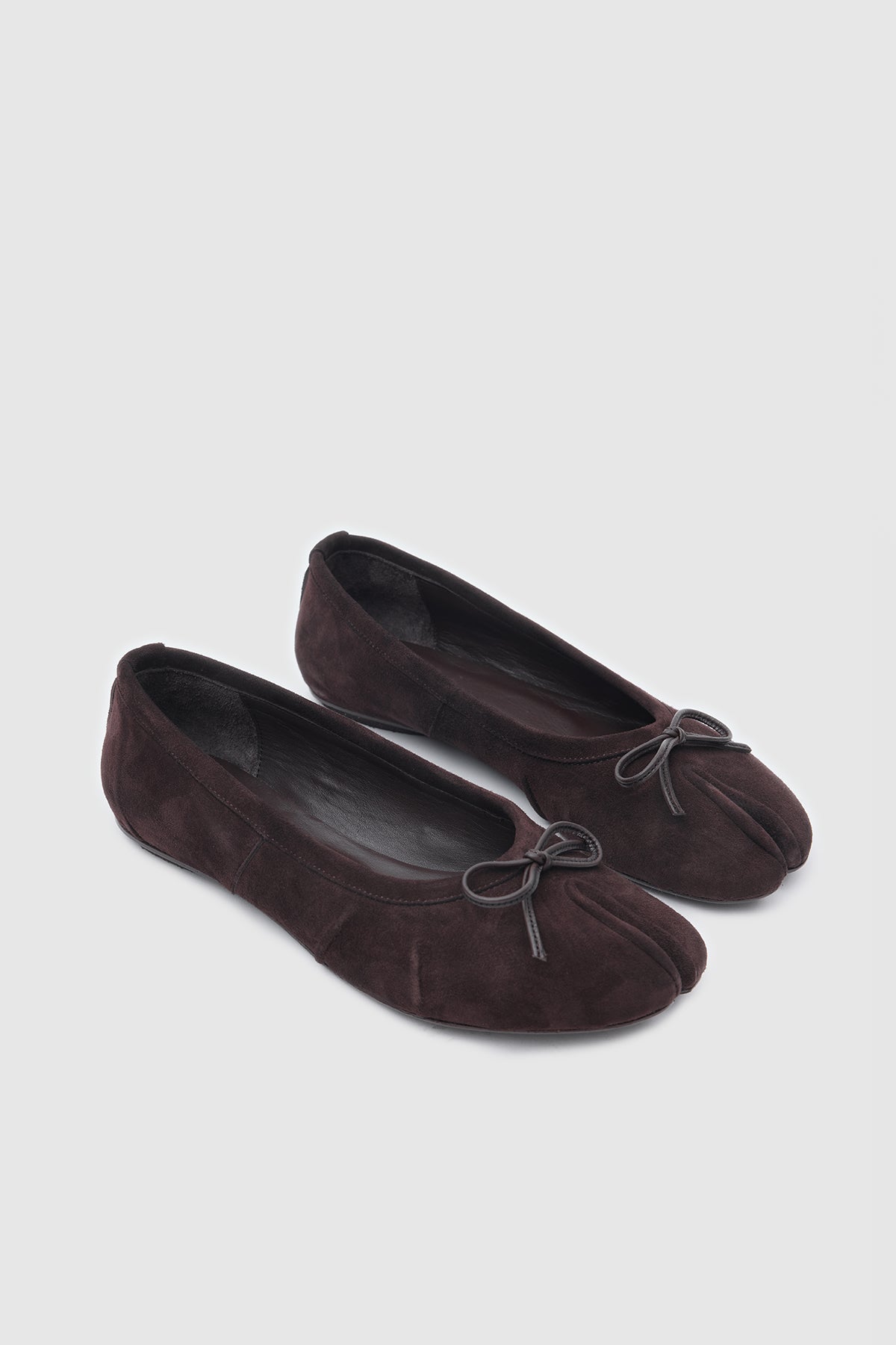 Split Toe Ballet Flats Bitter Brown Suede