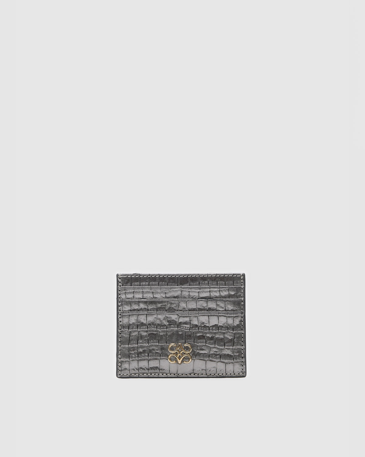 Cardholder Croco Silver Metallic