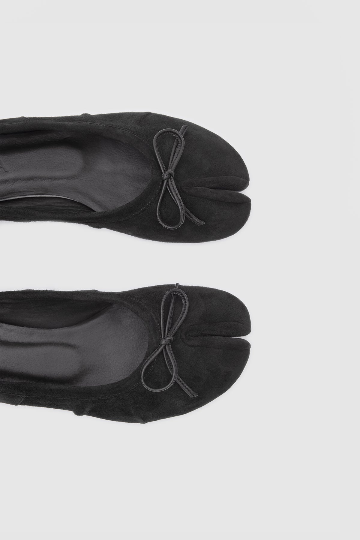 Split Toe Ballet Flats Black Suede