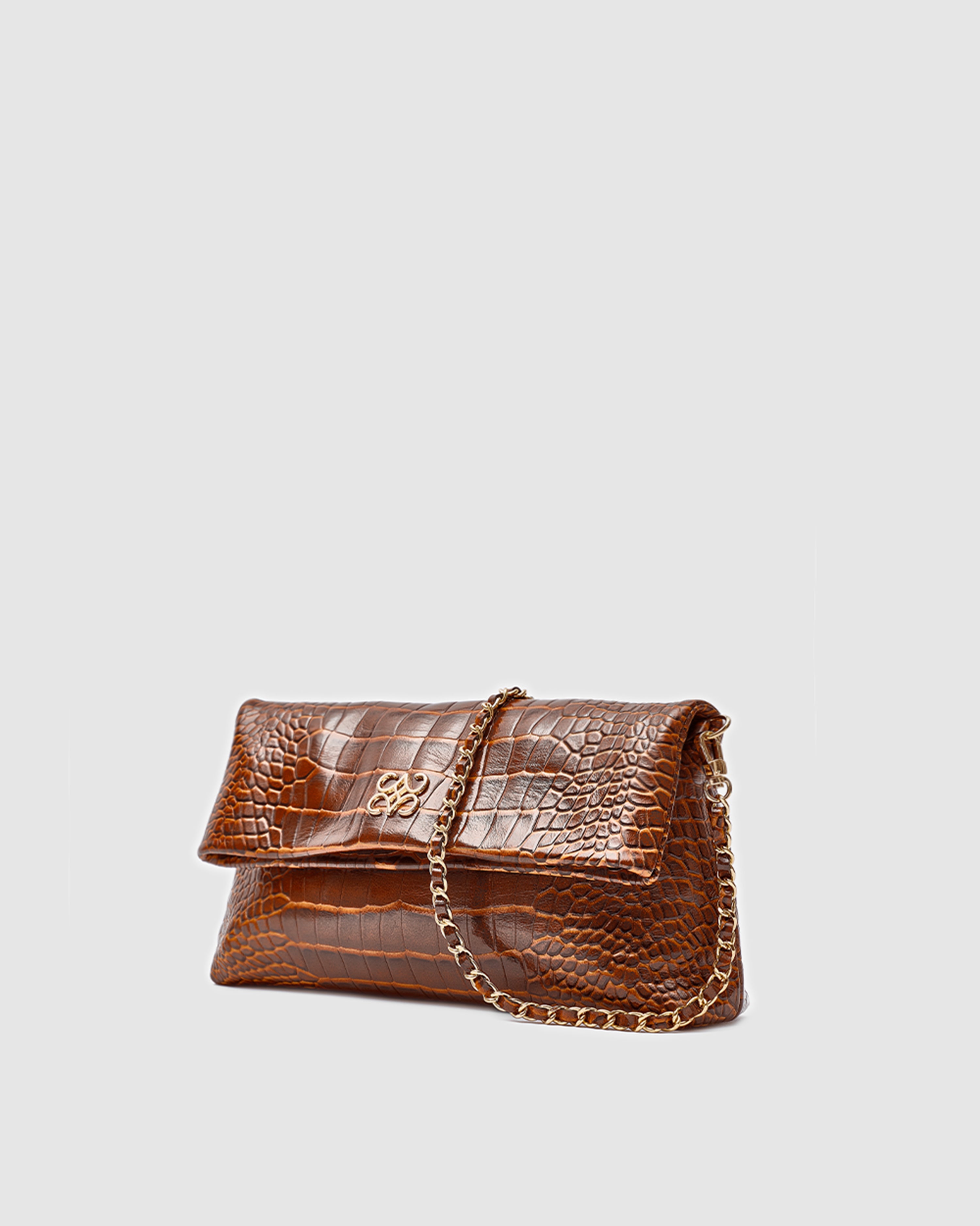 Ira Clutch Caramel Croc