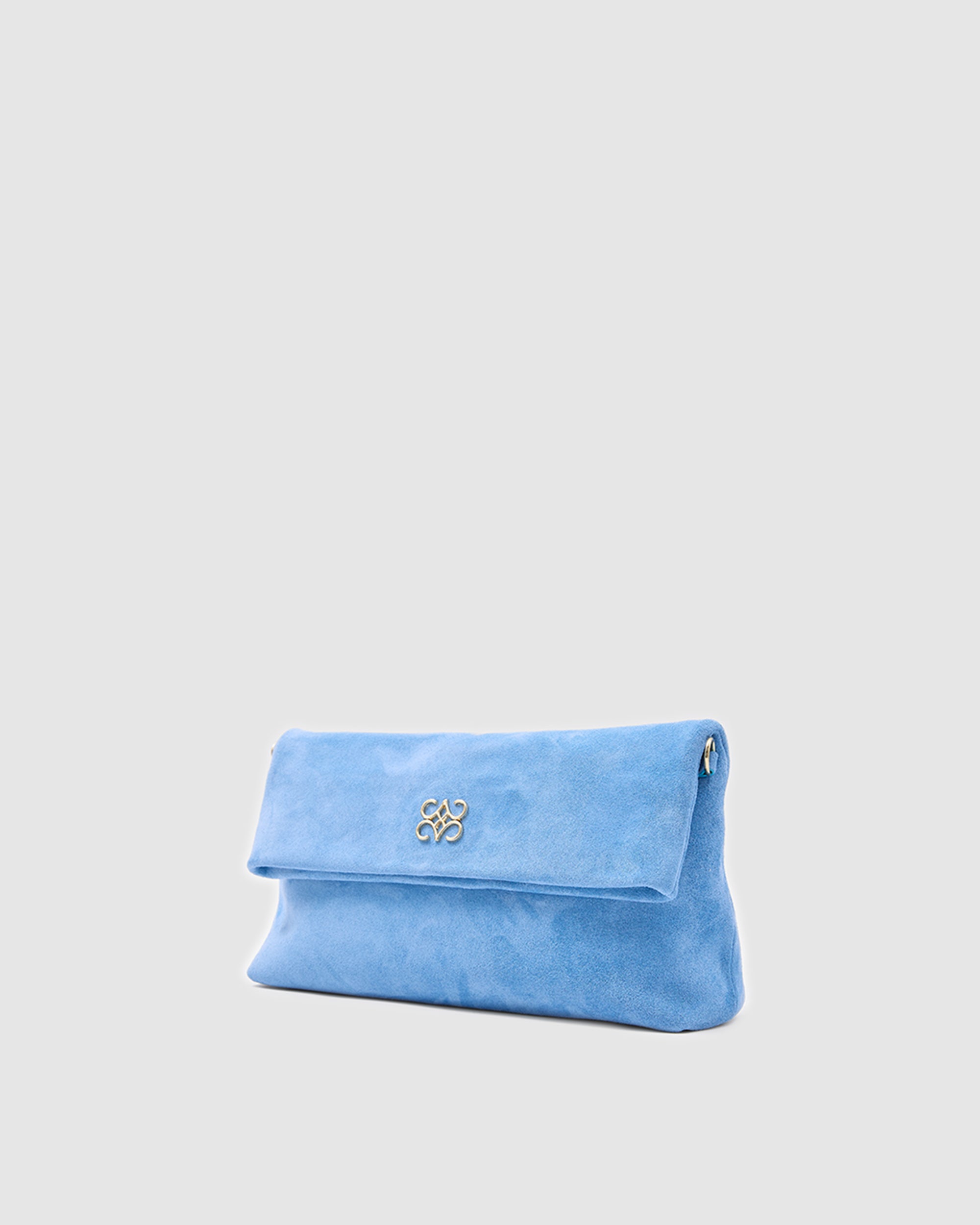 Ira Clutch Baby Blue Suede