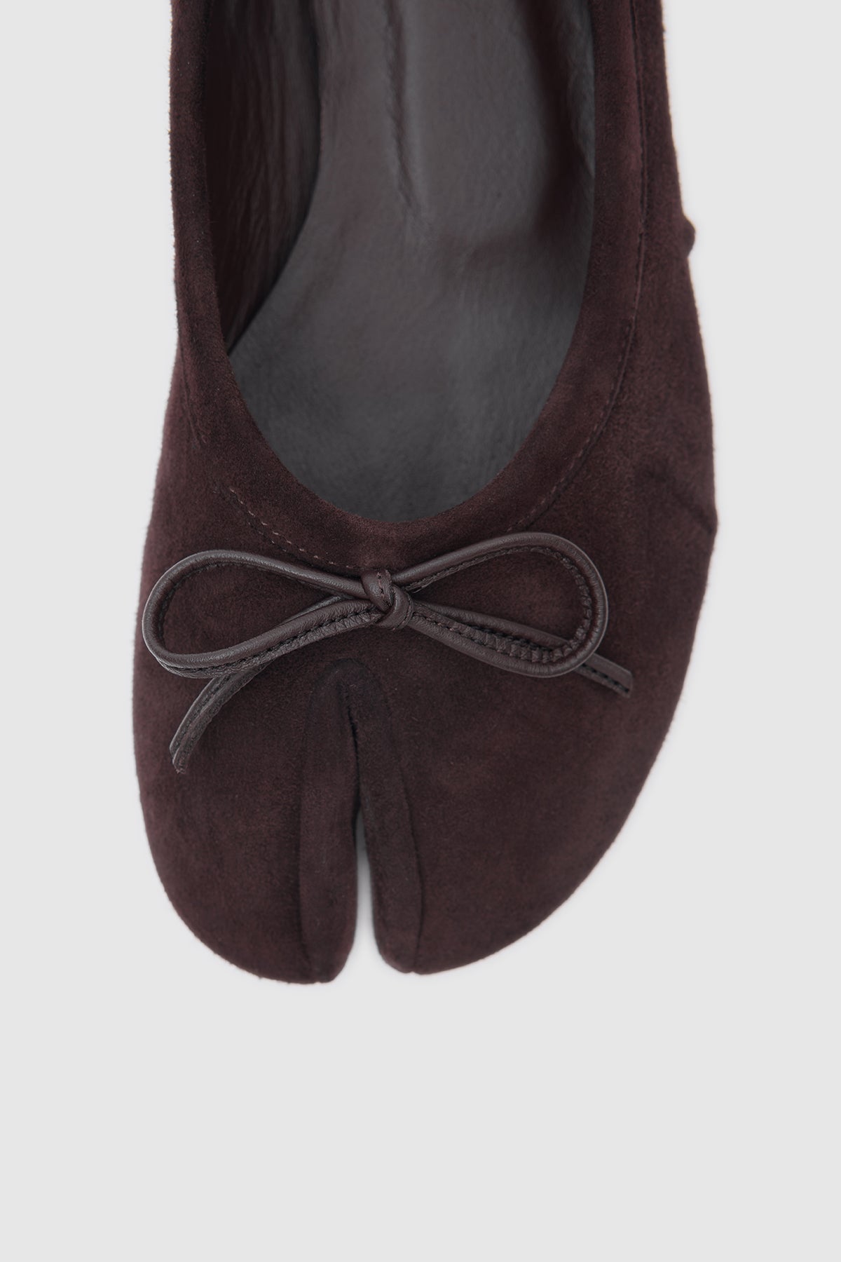 Split Toe Ballet Flats Bitter Brown Suede