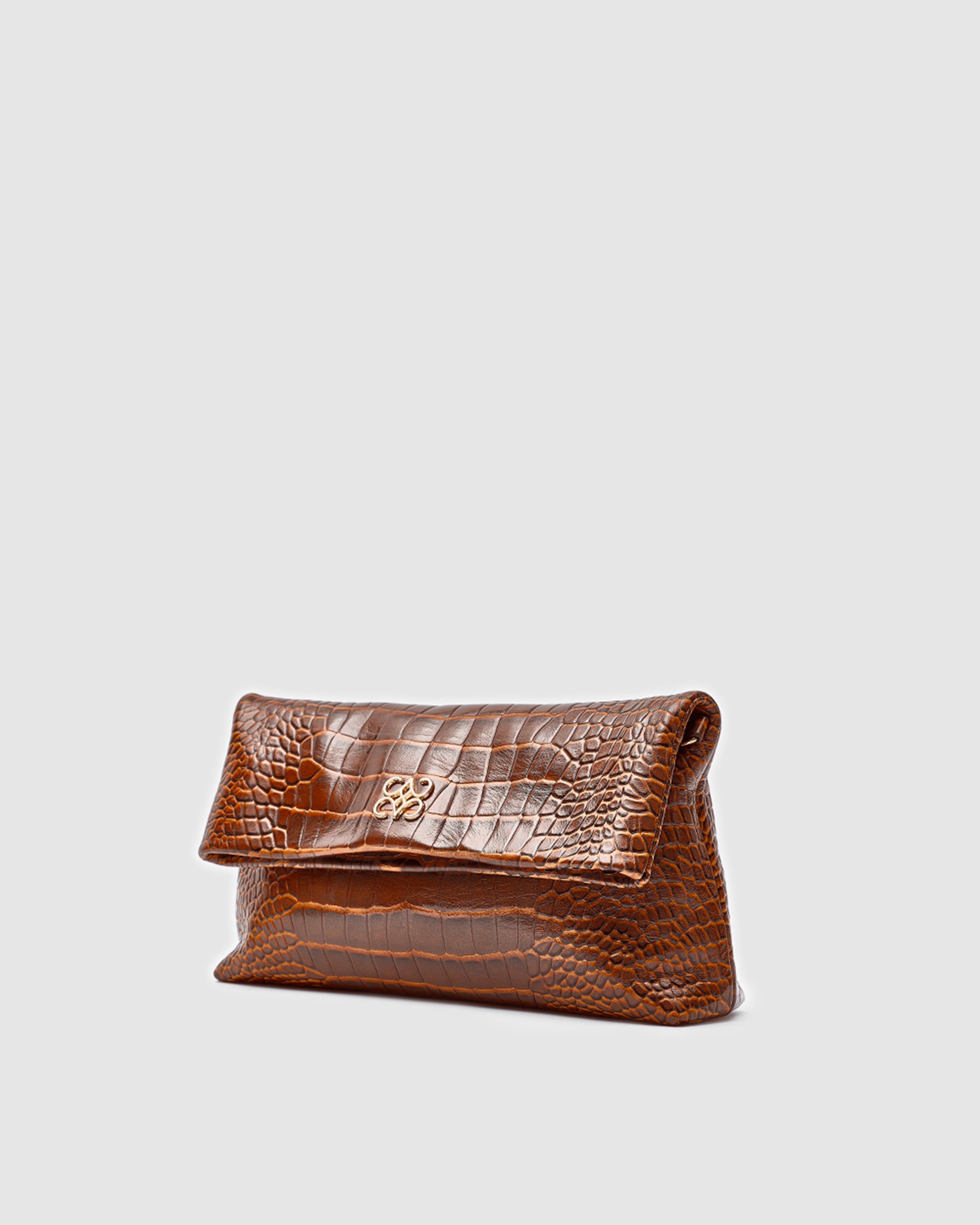 Ira Clutch Caramel Croc