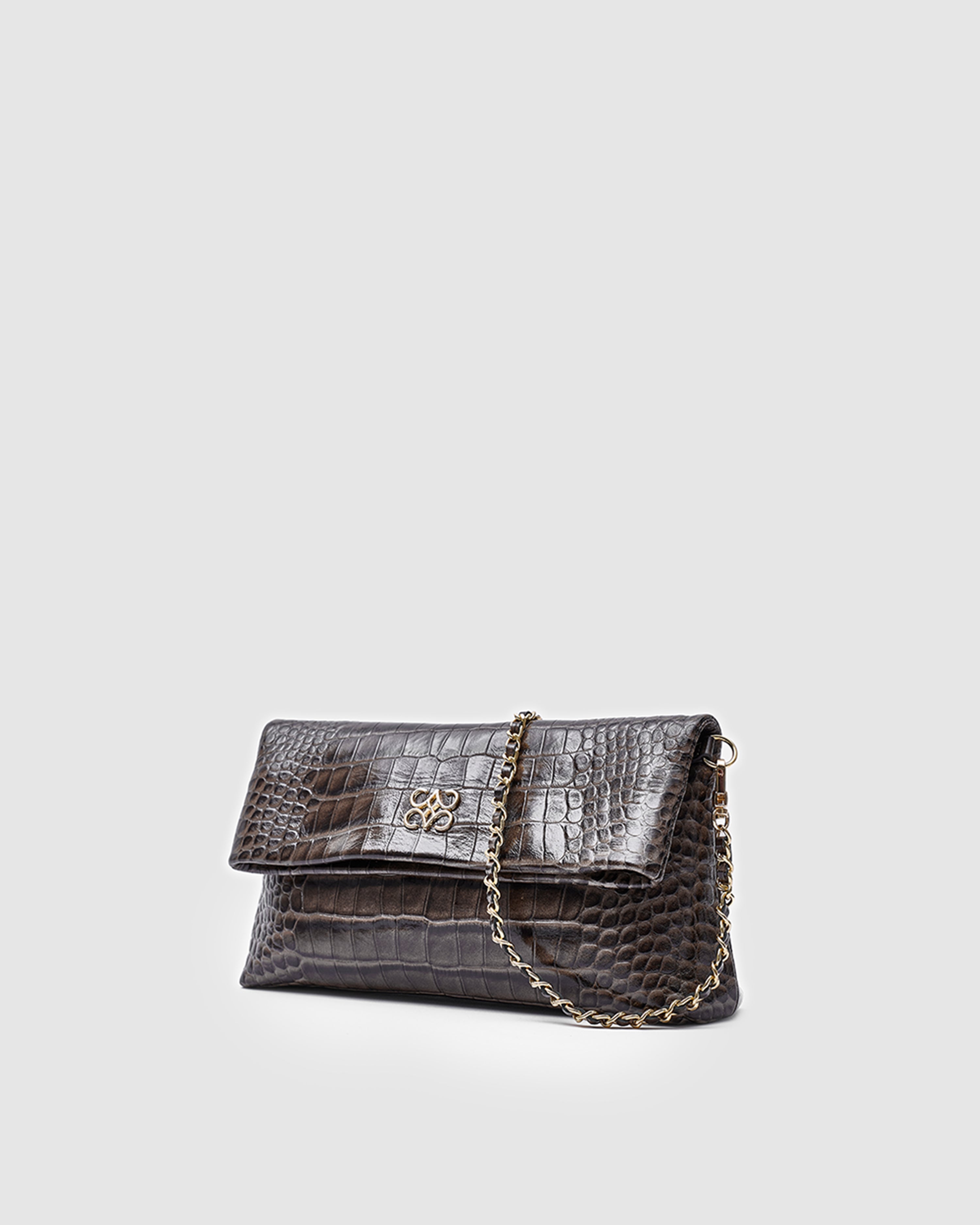 Ira Clutch Grey Croc