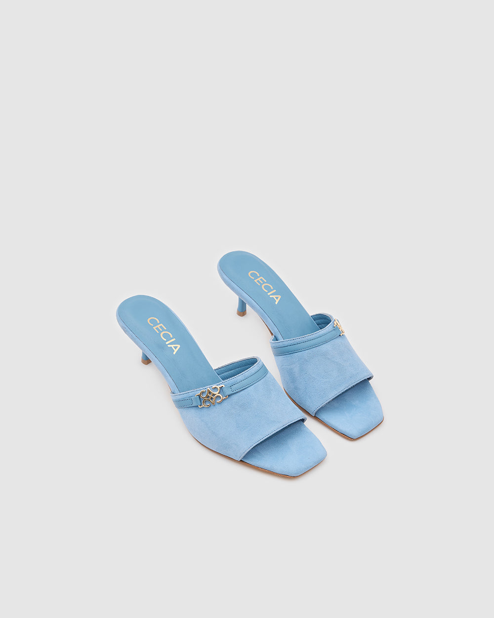 Isla Kitten Heels Baby Blue Suede