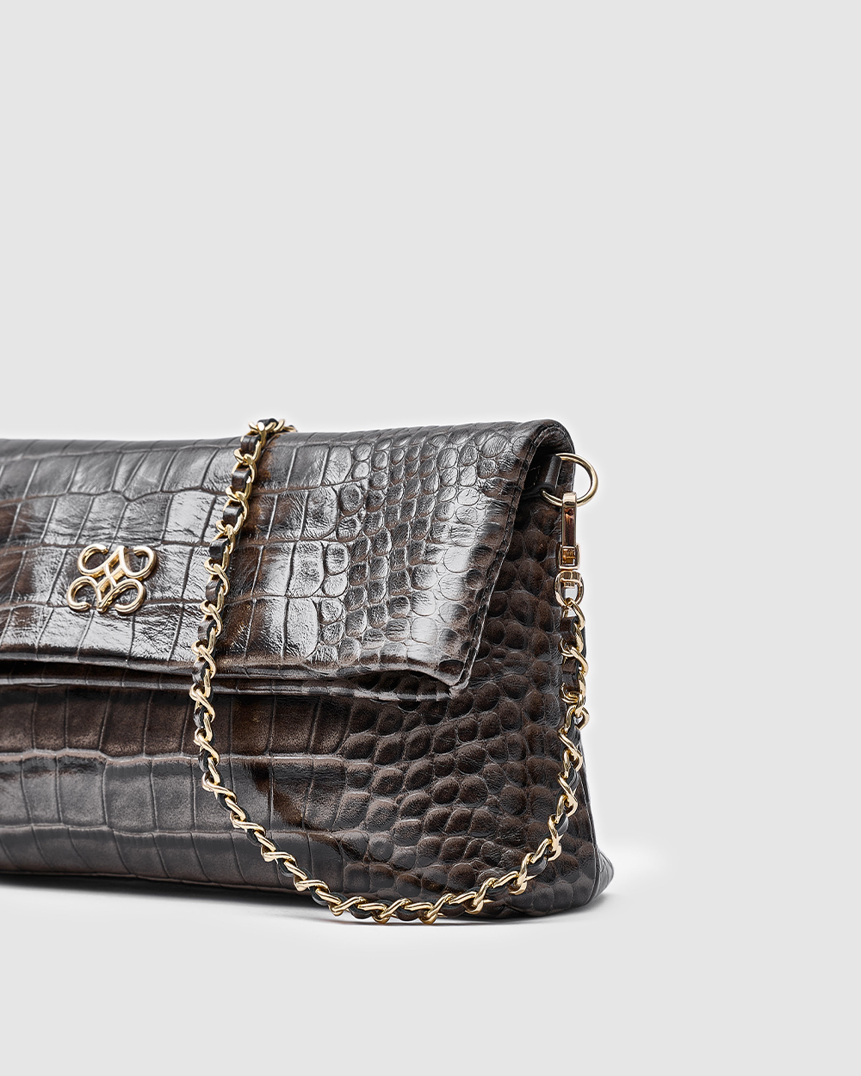 Ira Clutch Grey Croc