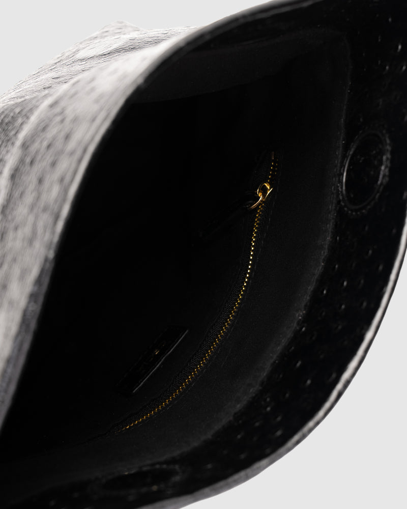 Ira Clutch Ostrich Black