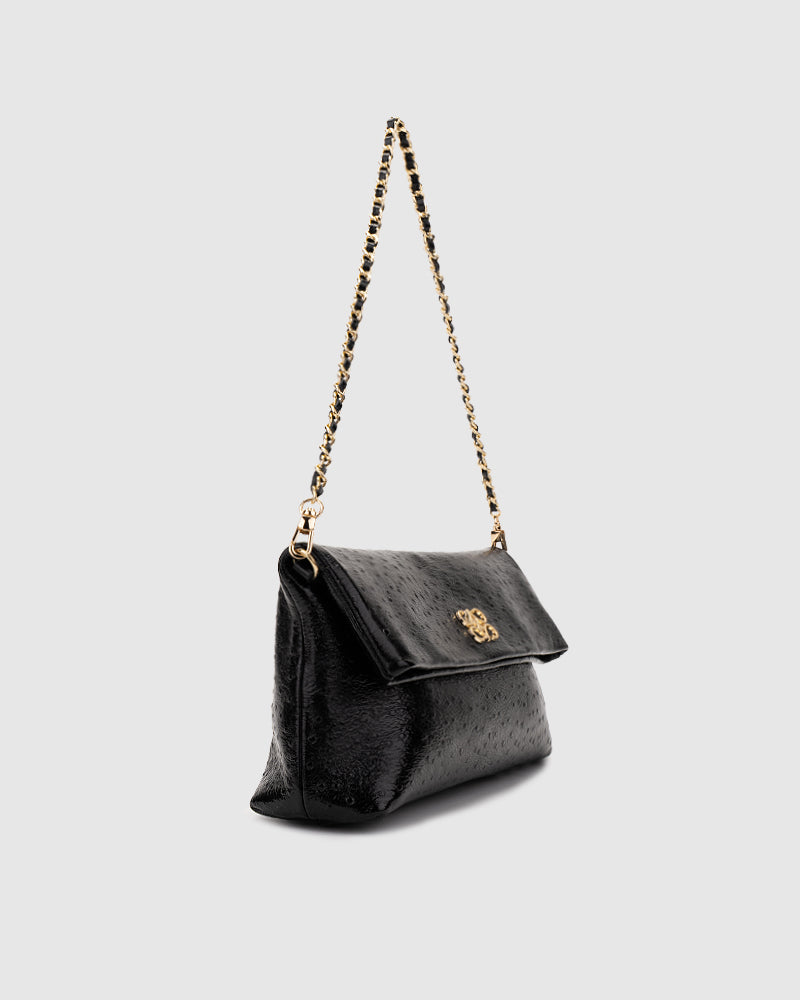 Ira Clutch Ostrich Black