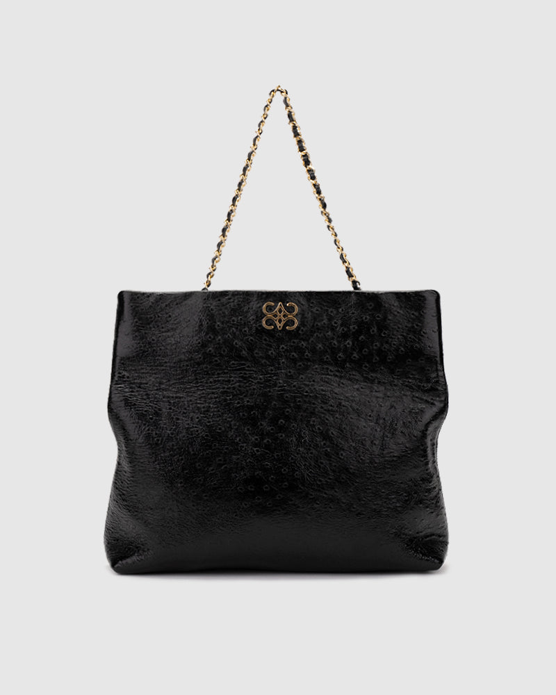 Ira Clutch Ostrich Black