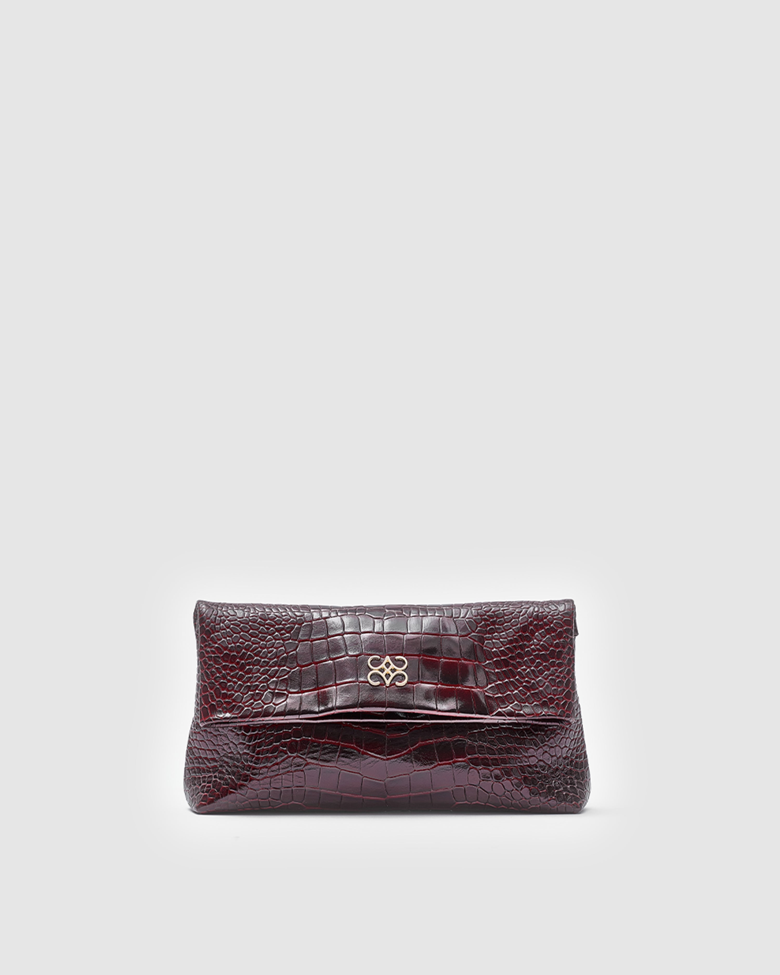 Ira Clutch Merlot Croc (Pre-Order)