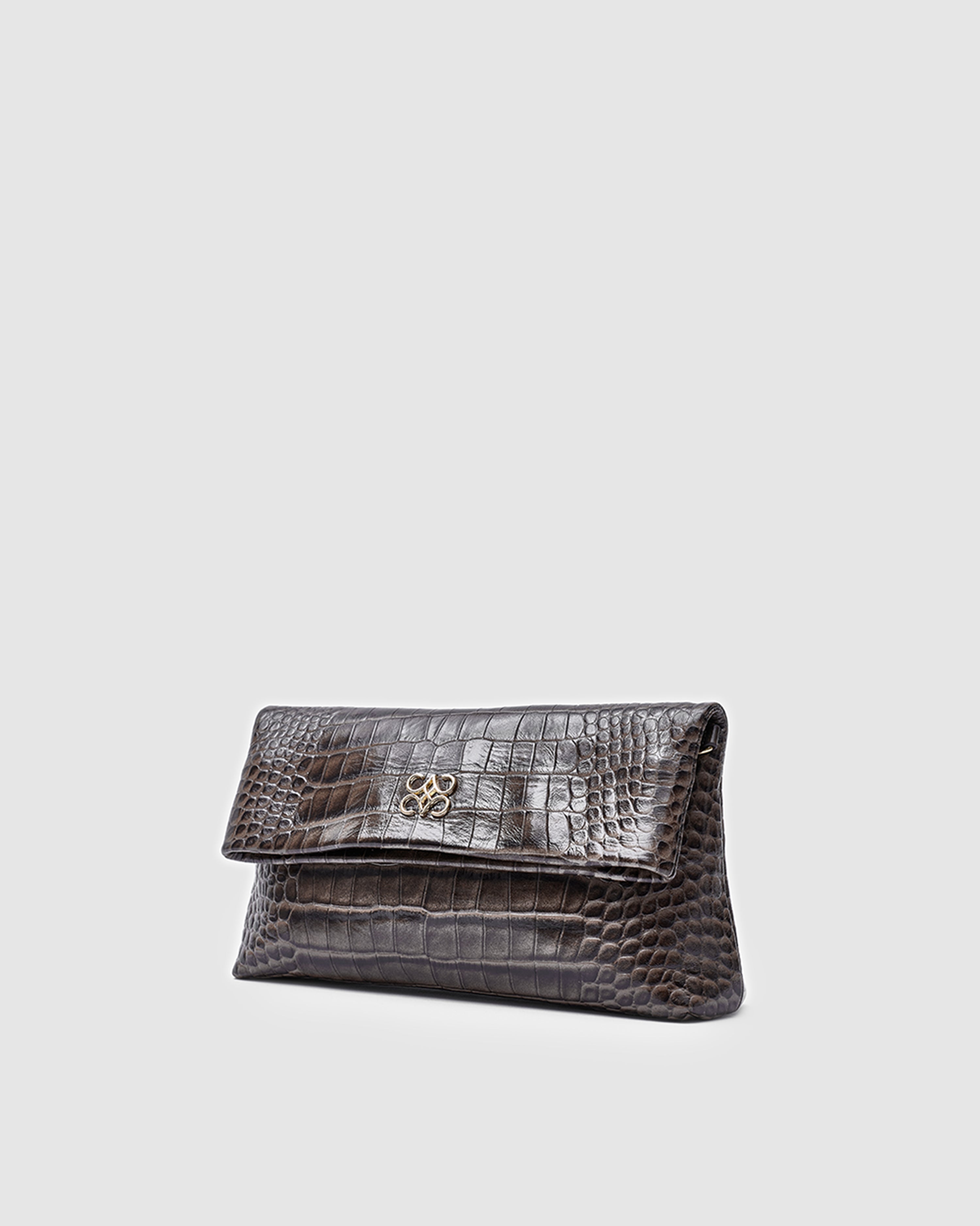 Ira Clutch Grey Croc