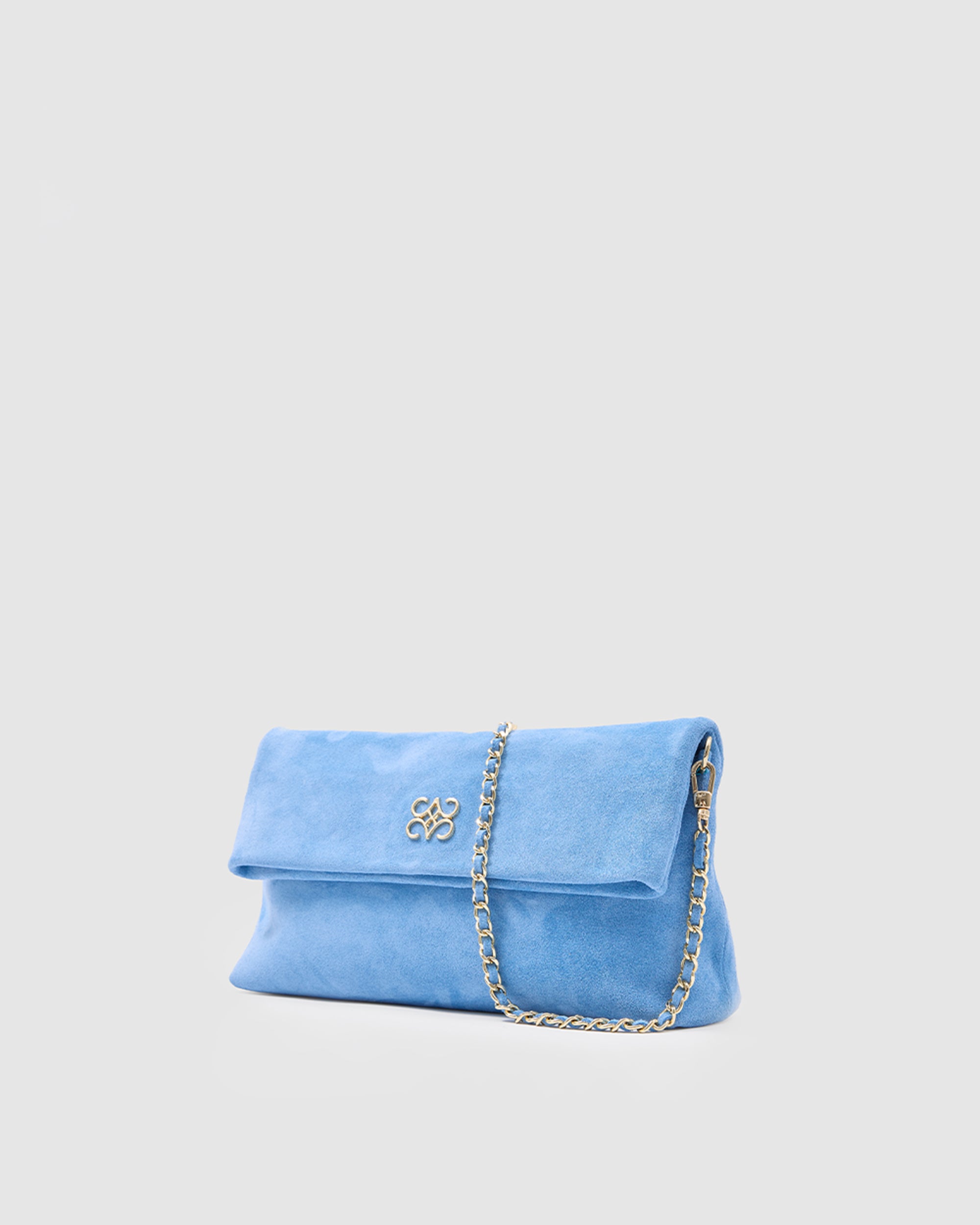 Ira Clutch Baby Blue Suede