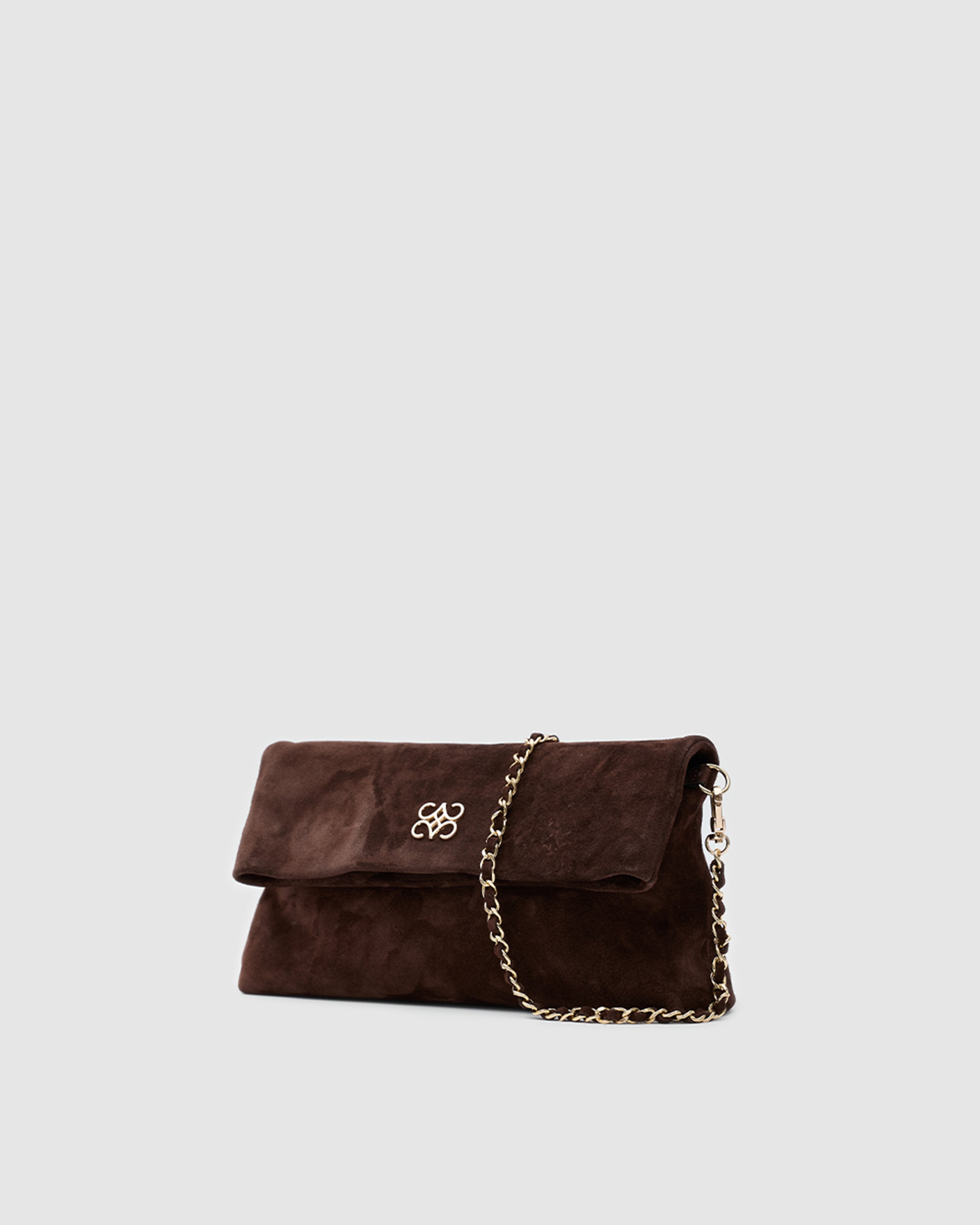 Ira Clutch Bitter Brown Suede
