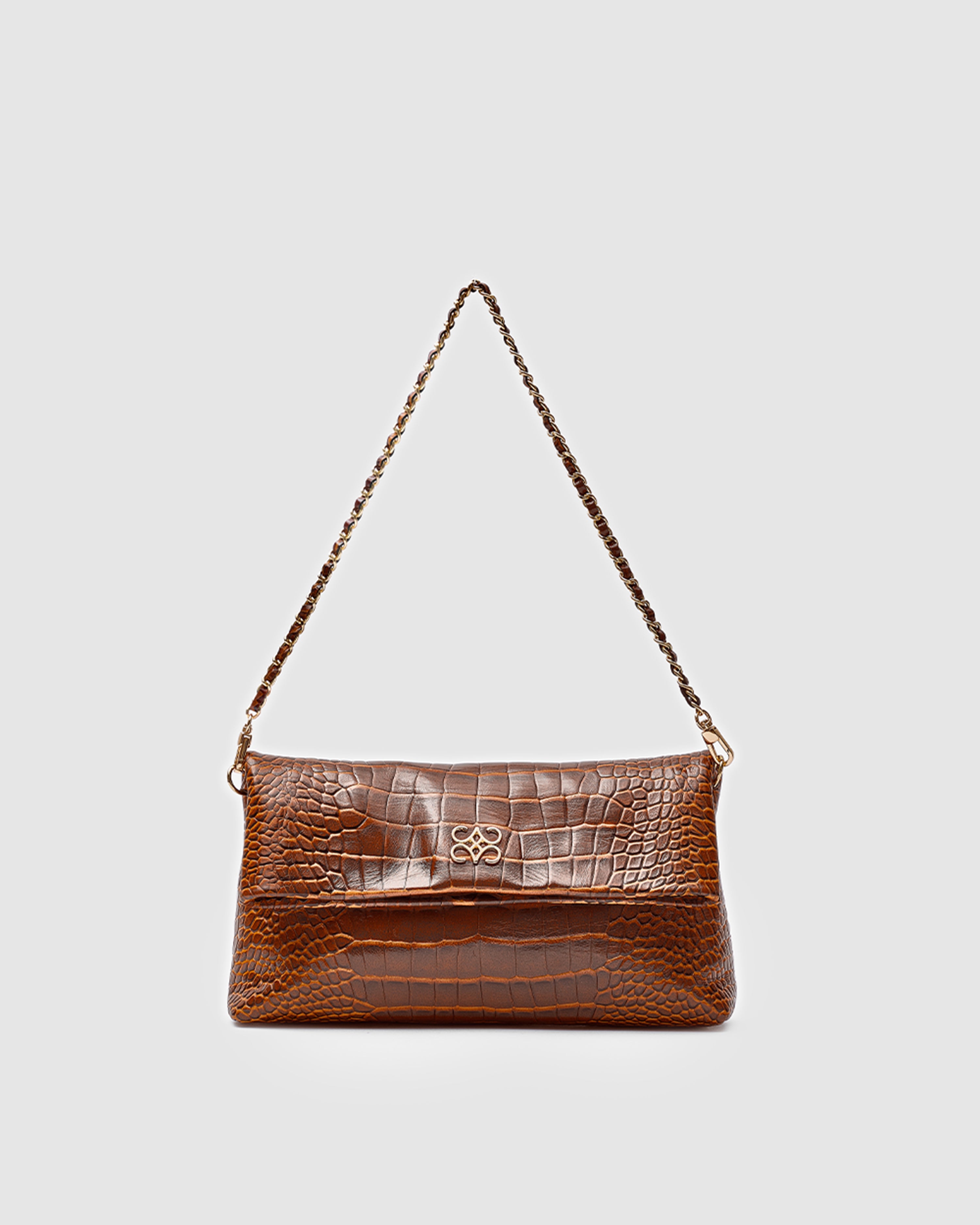 Ira Clutch Caramel Croc