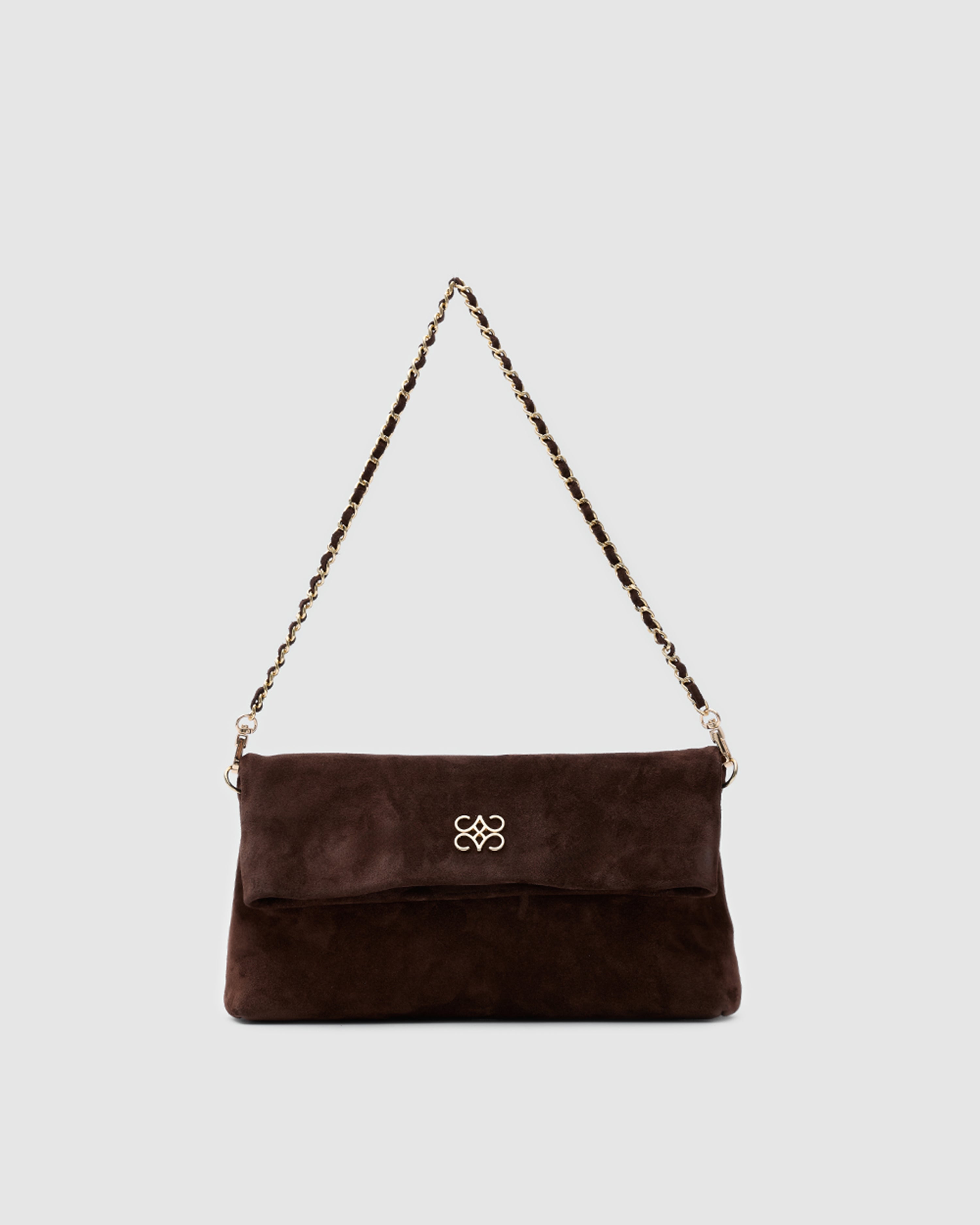 Ira Clutch Bitter Brown Suede