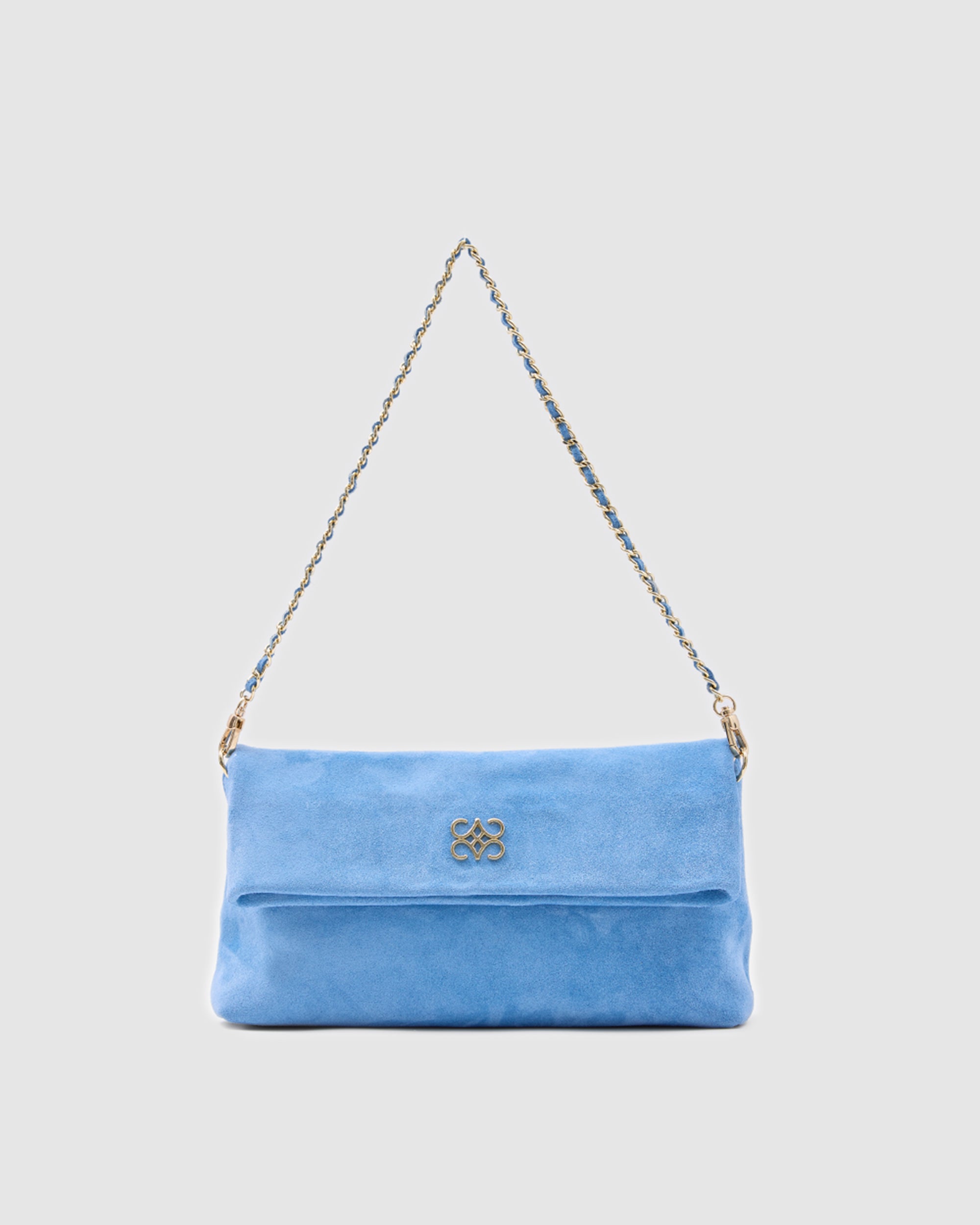 Ira Clutch Baby Blue Suede