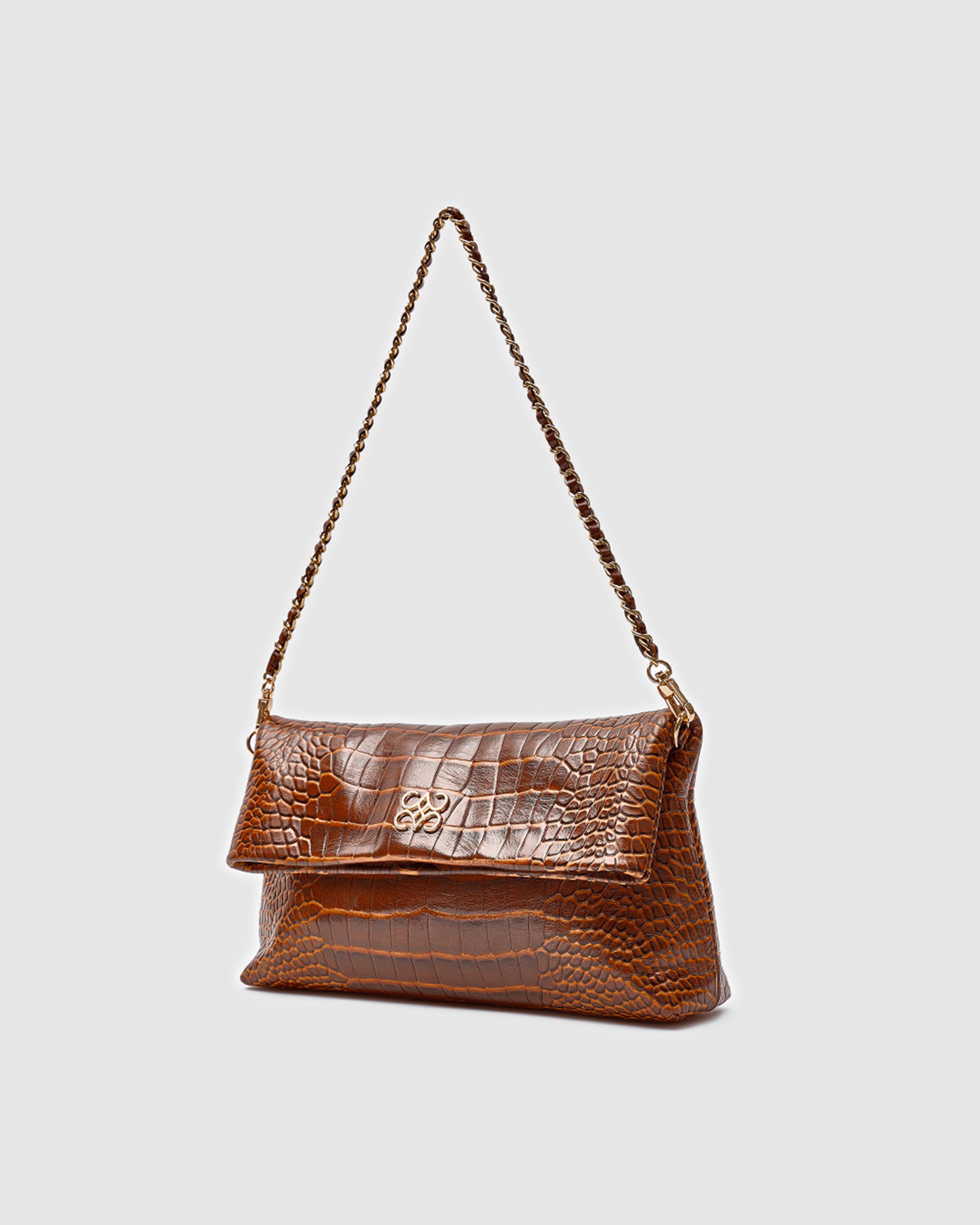 Ira Clutch Caramel Croc