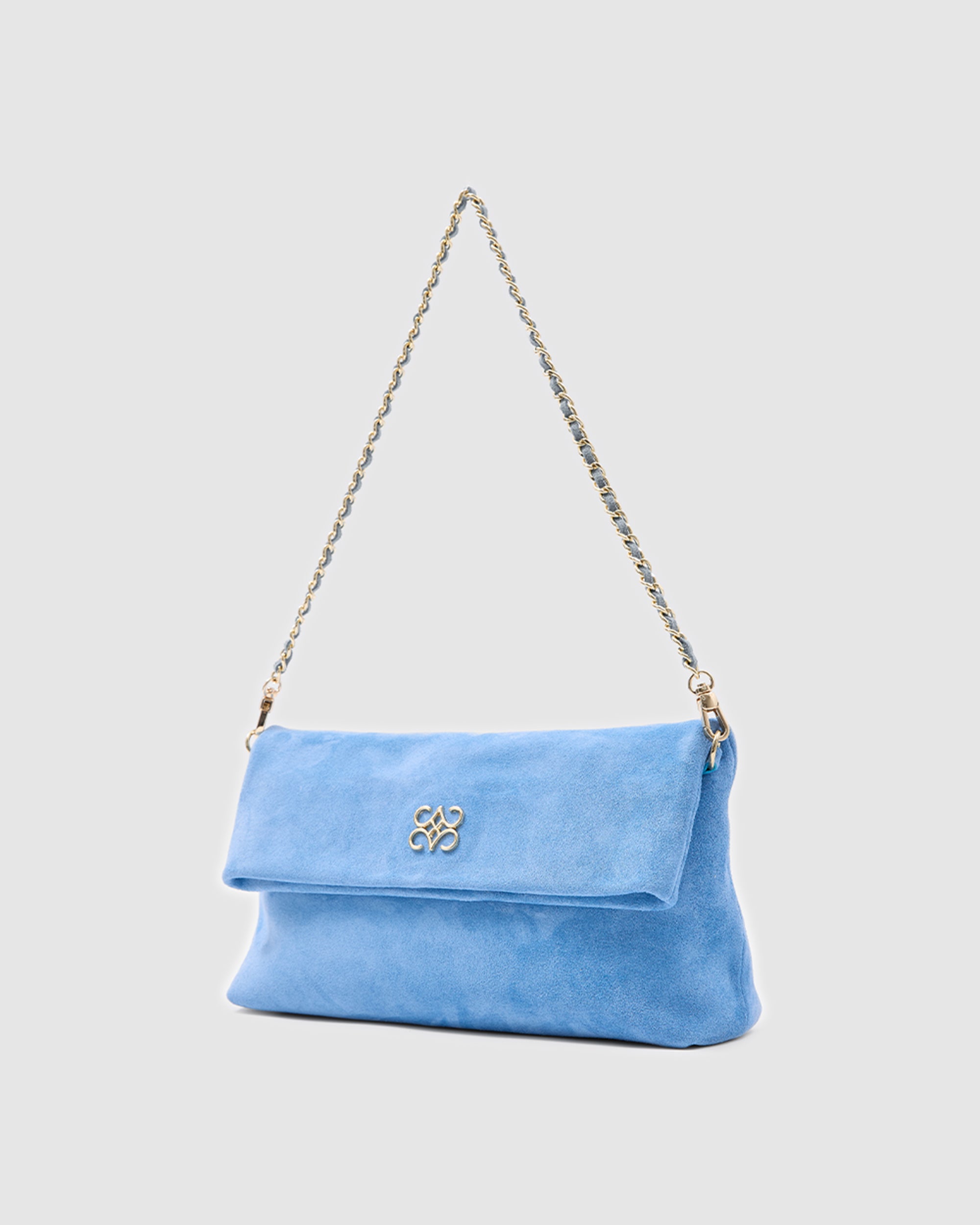 Ira Clutch Baby Blue Suede