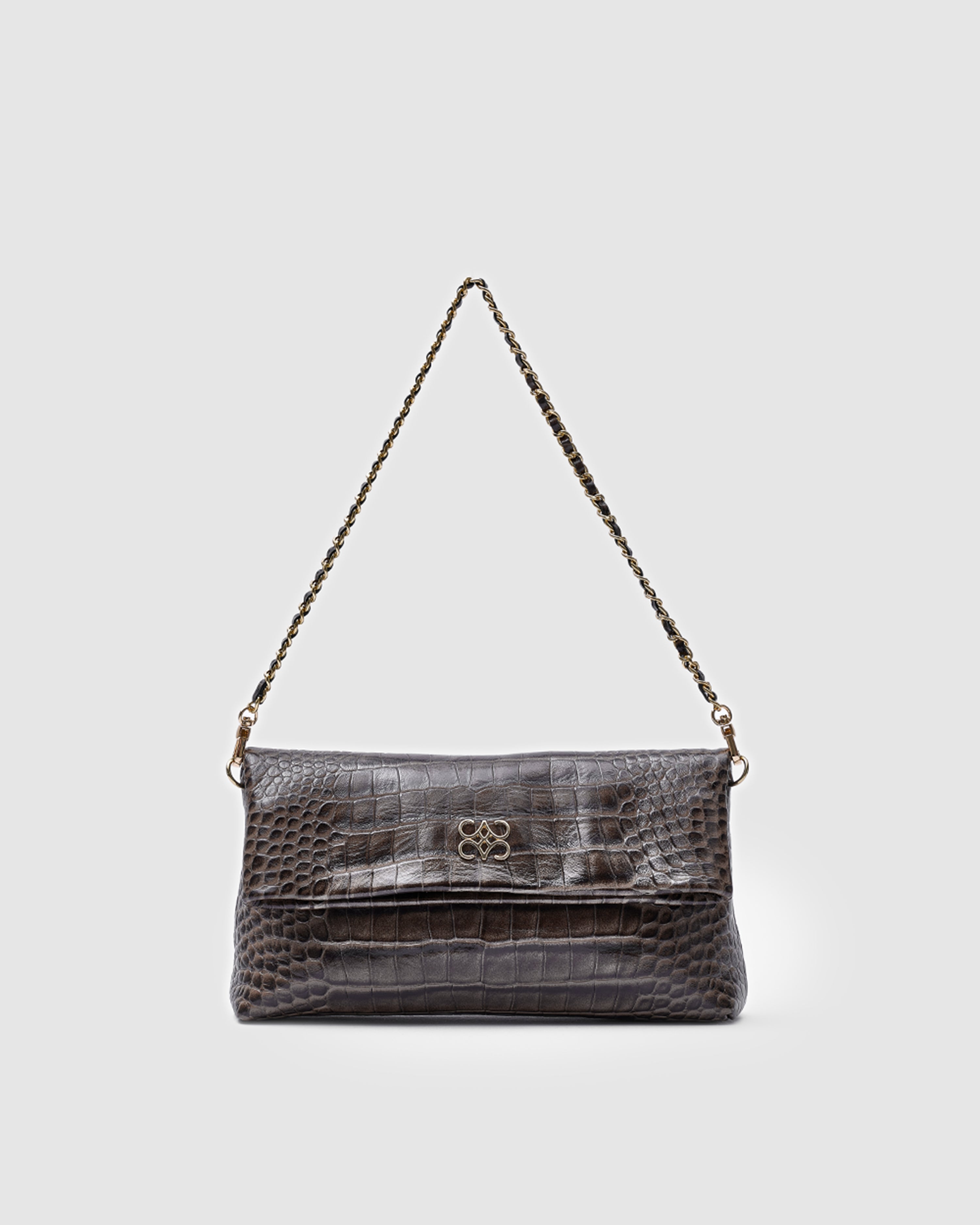 Ira Clutch Grey Croc