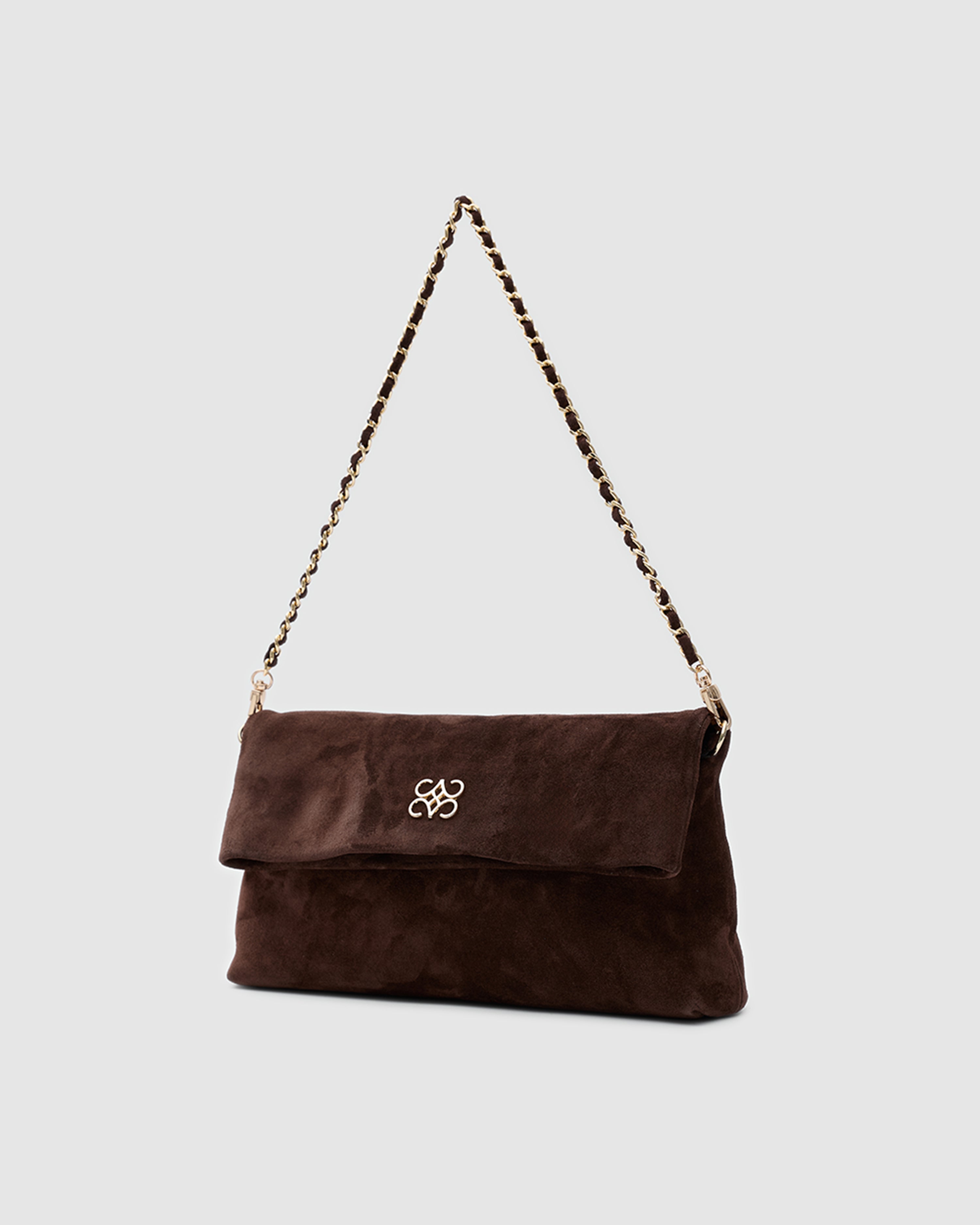 Ira Clutch Bitter Brown Suede