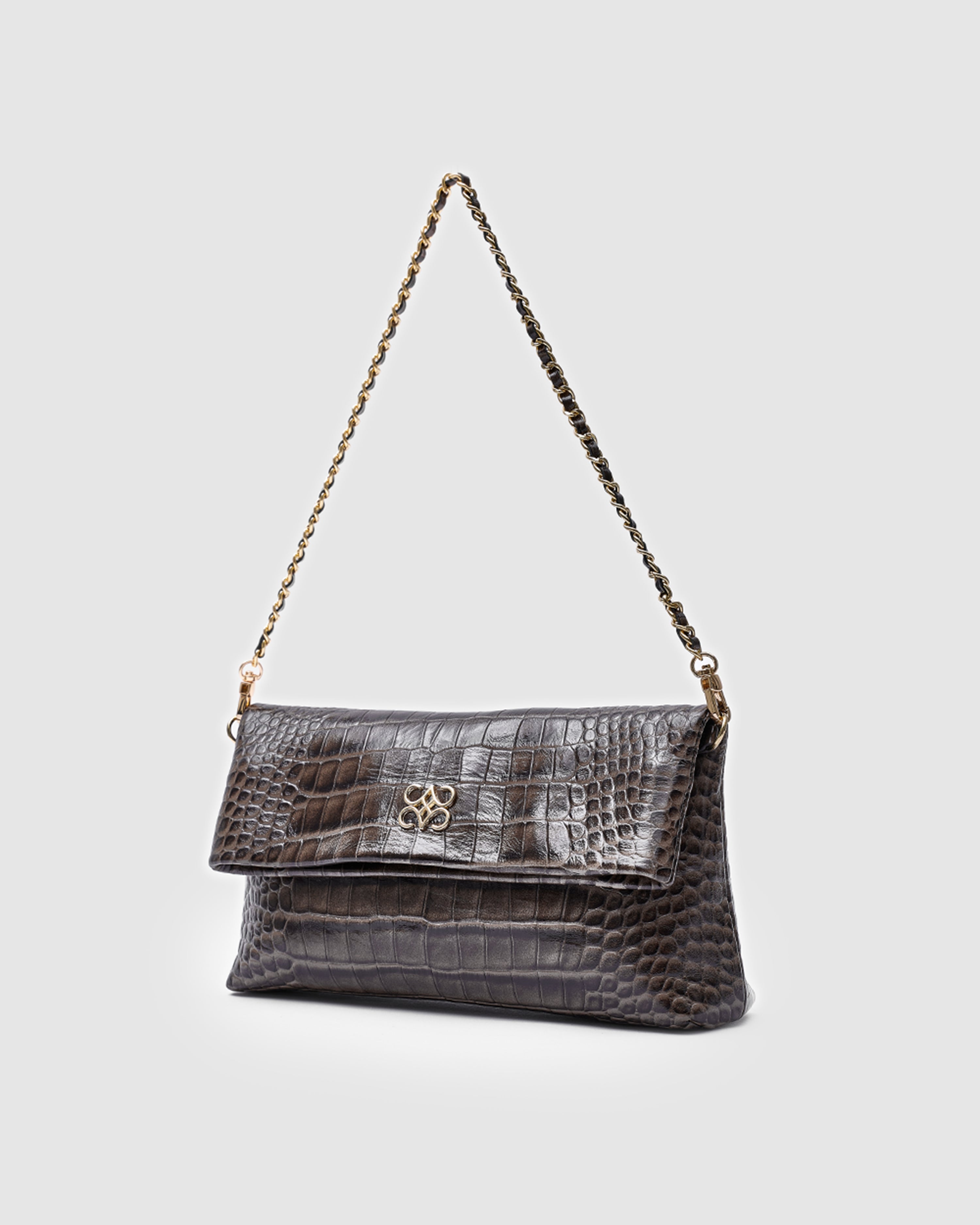 Ira Clutch Grey Croc