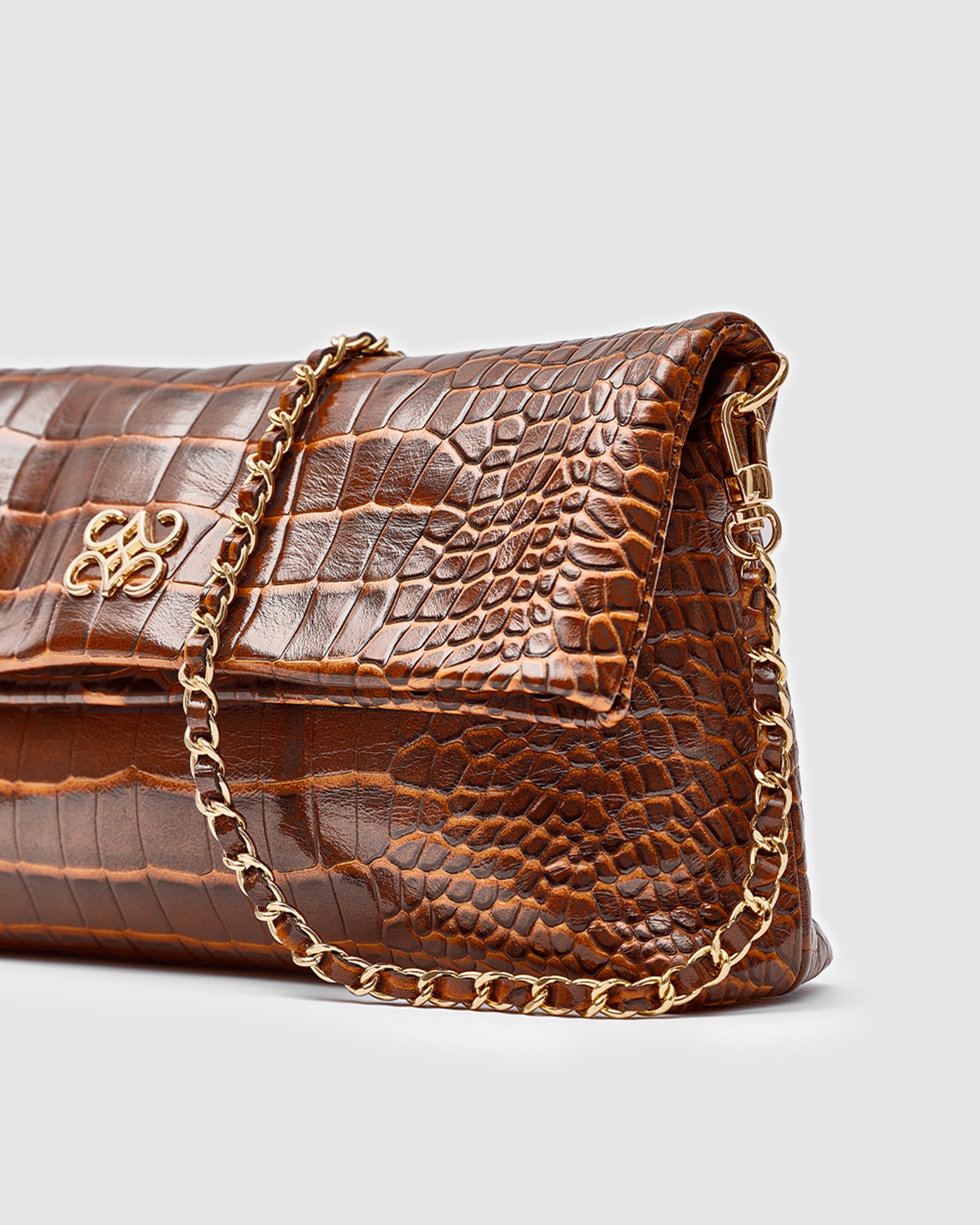 Ira Clutch Caramel Croc