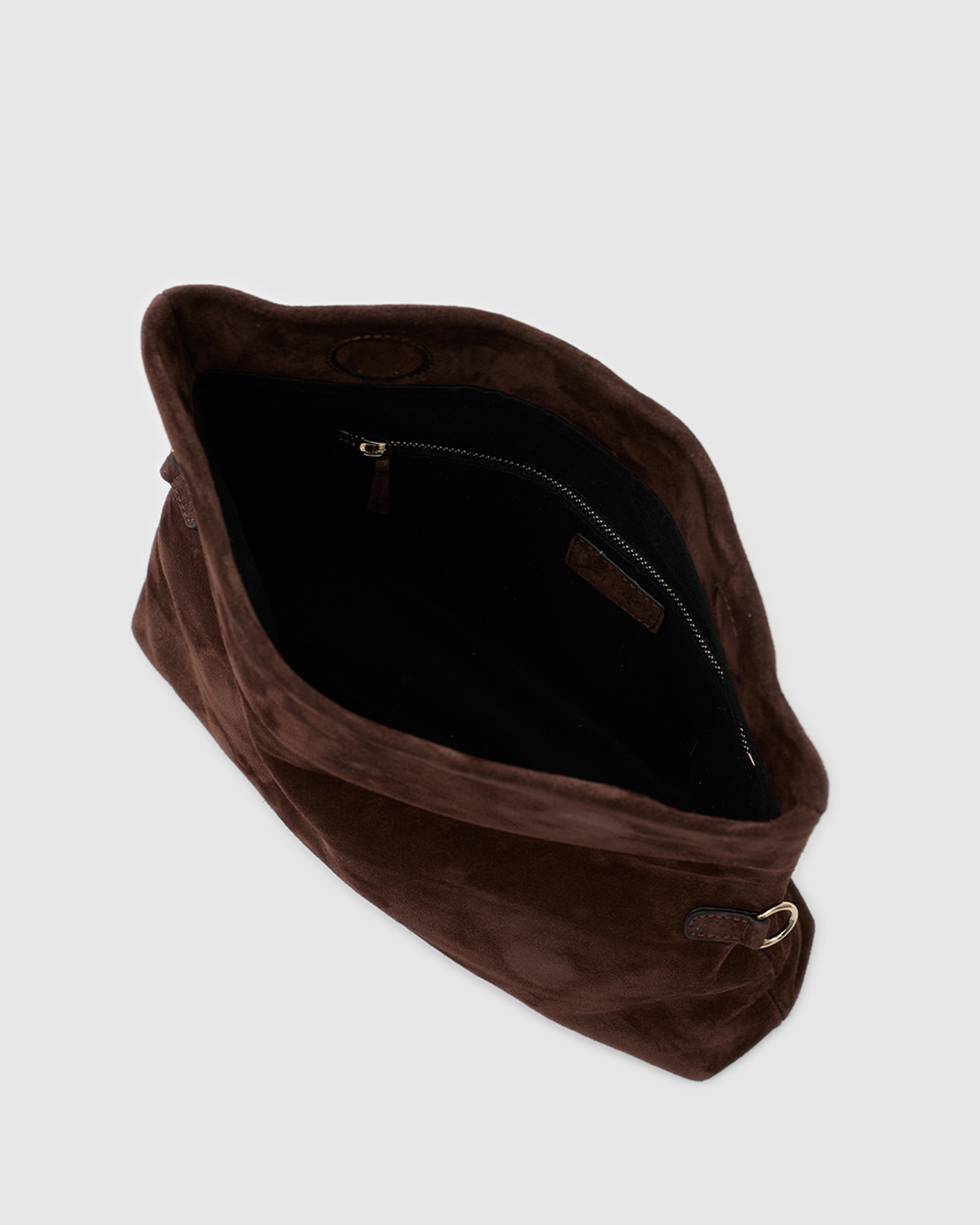 Ira Clutch Bitter Brown Suede
