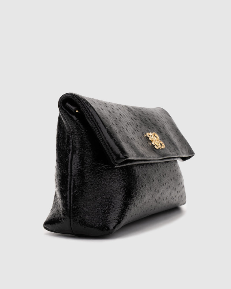 Ira Clutch Ostrich Black