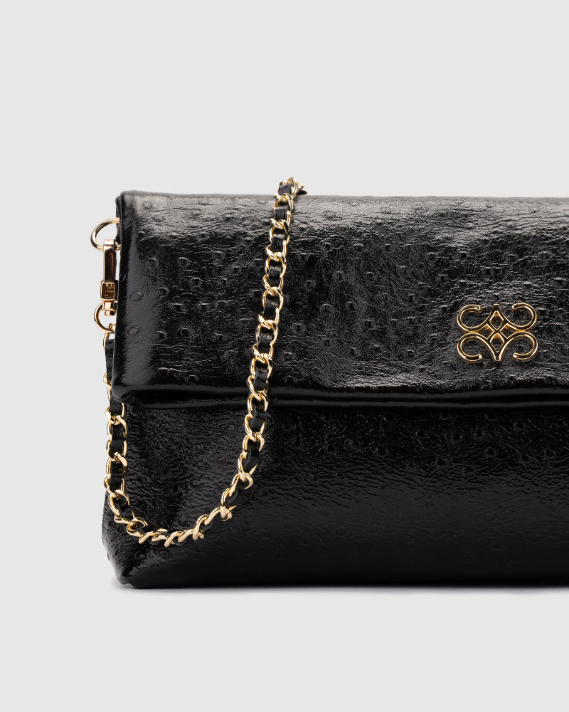 Ira Clutch Ostrich Black