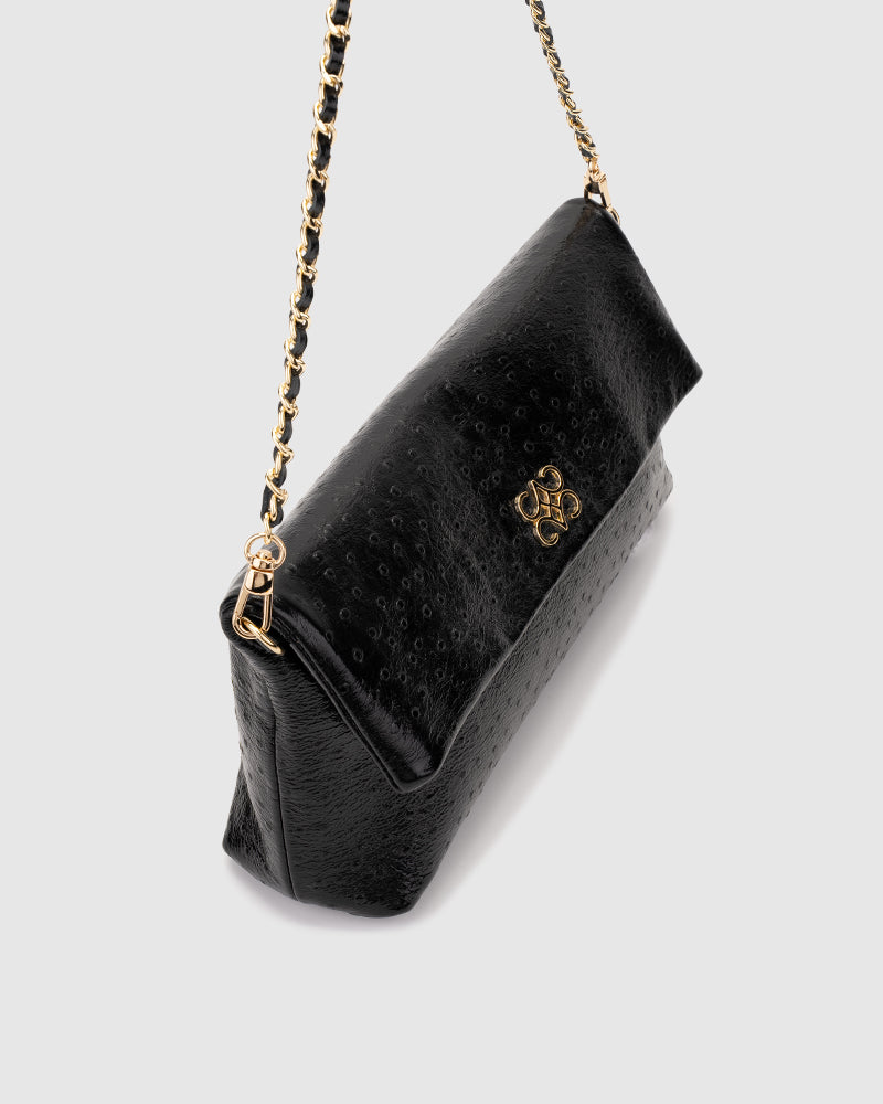Ira Clutch Ostrich Black