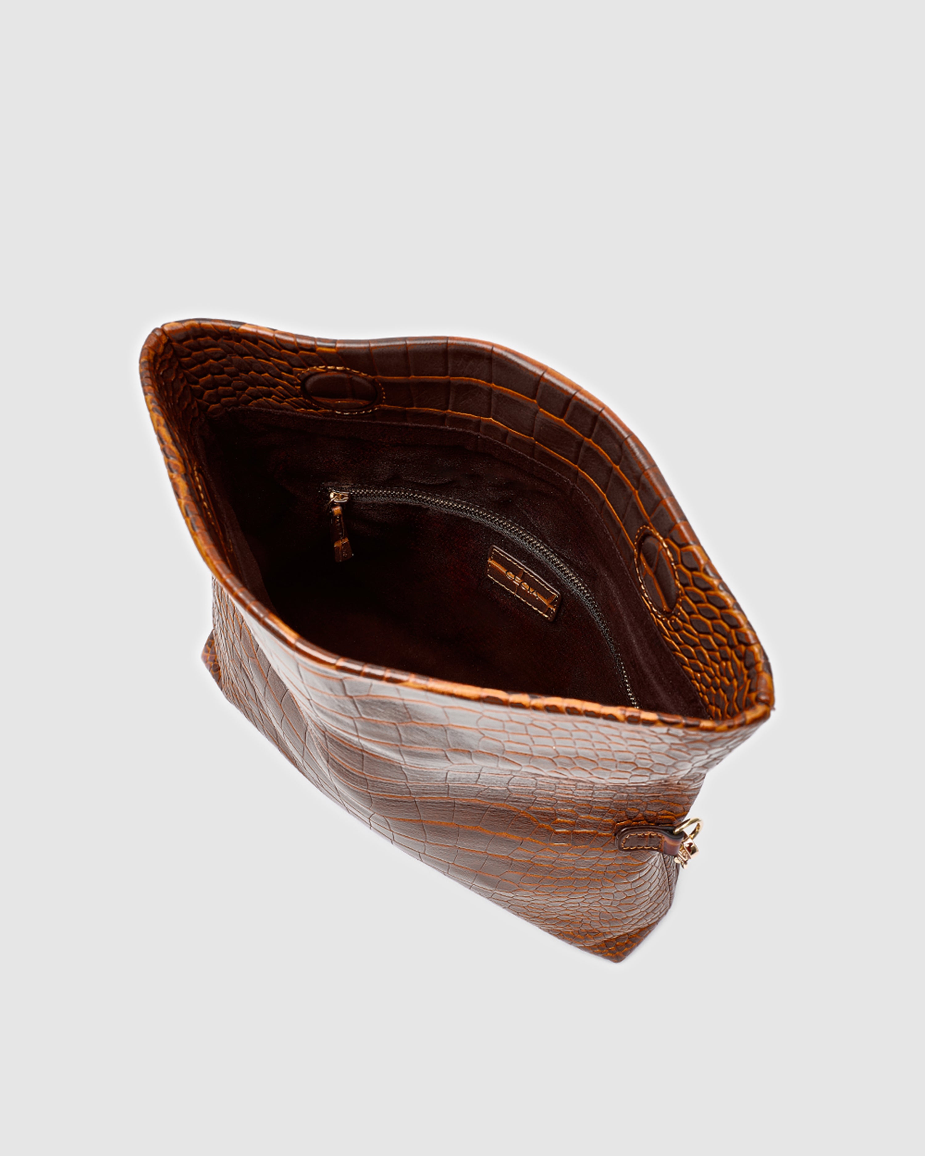 Ira Clutch Caramel Croc